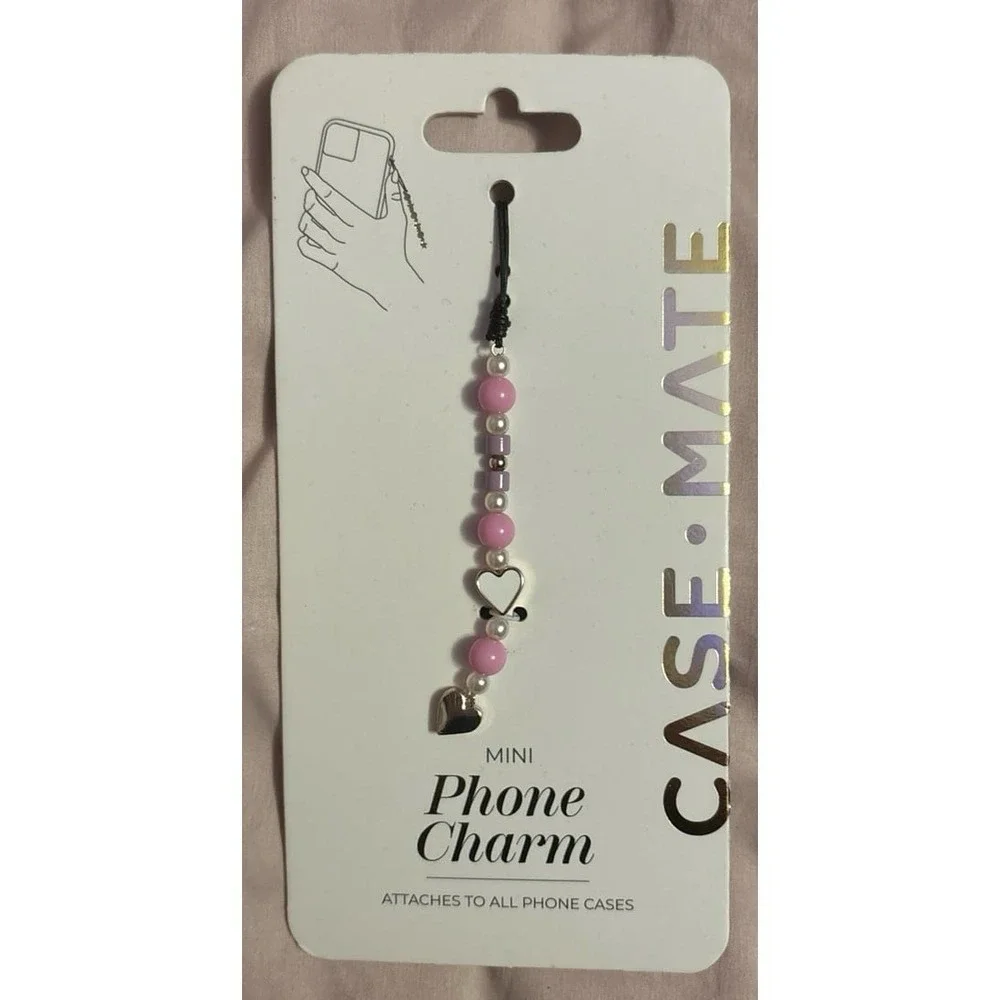 NEW Case-Mate Mini Phone Charm,‎ Pink Hearts, Universal Phone Accessory
